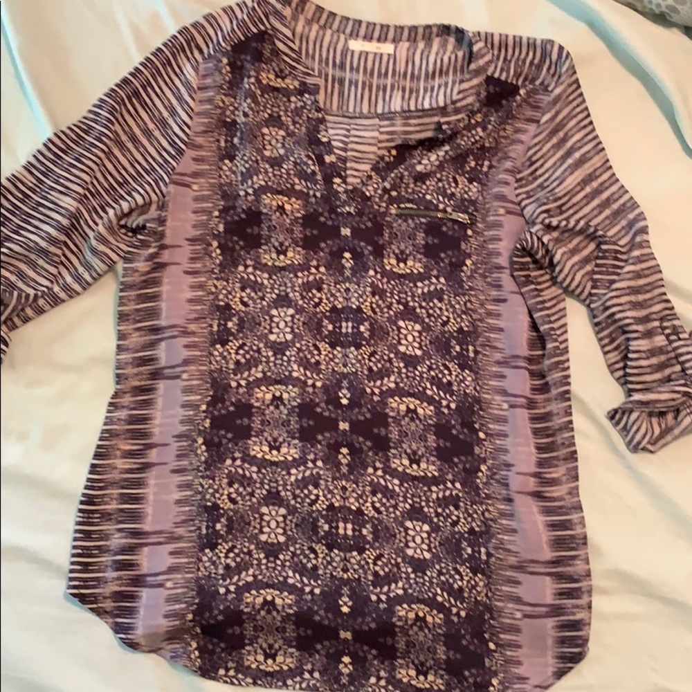 Maurices Purple Patterned Blouse